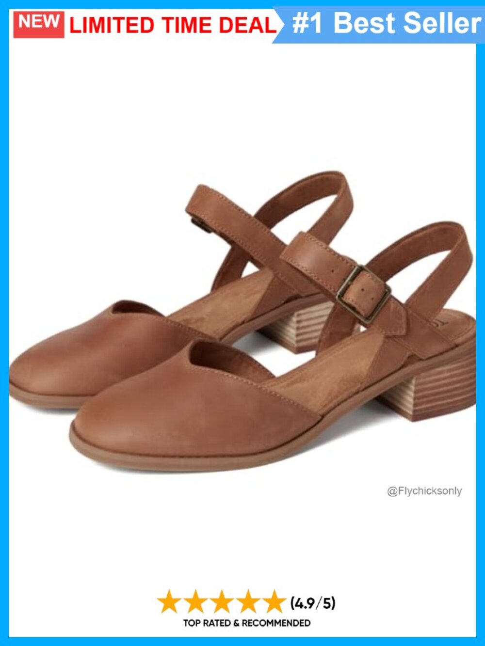 Women's Jaclyn Block Heel Mary Jane Leather Adjustable Strap CloudBound Insole - Picture 1 of 6